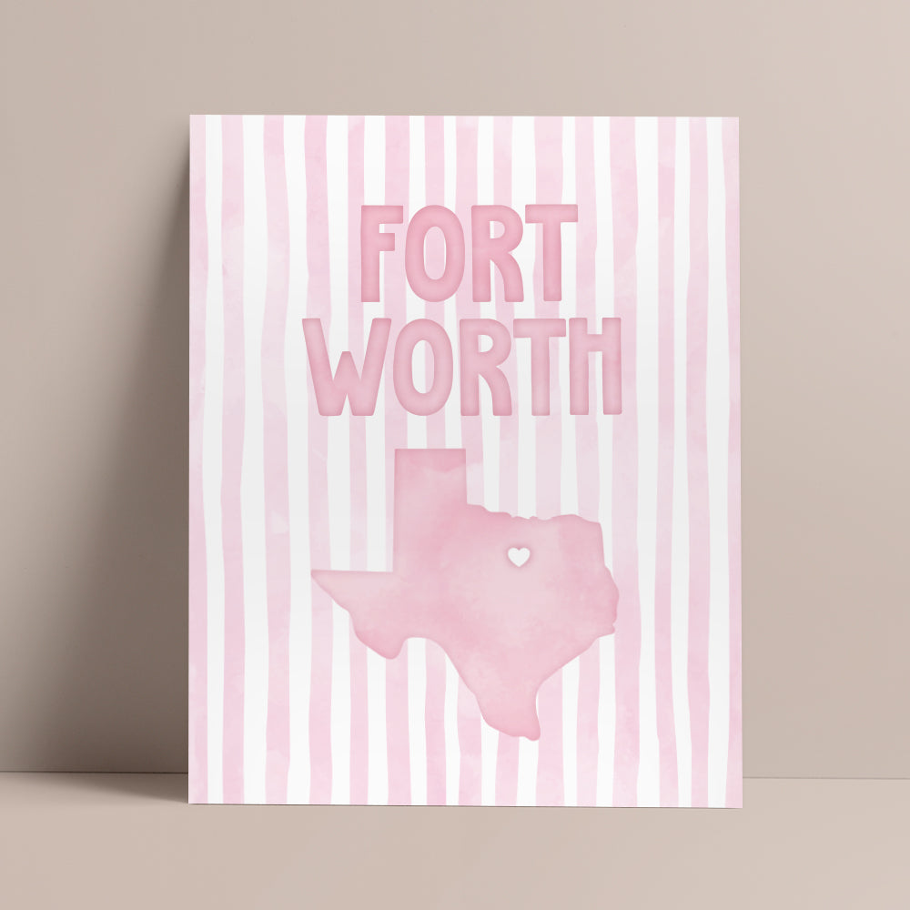 Fort Worth, Texas Pink Pastel Poster