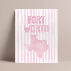 Fort Worth, Texas Pink Pastel Poster