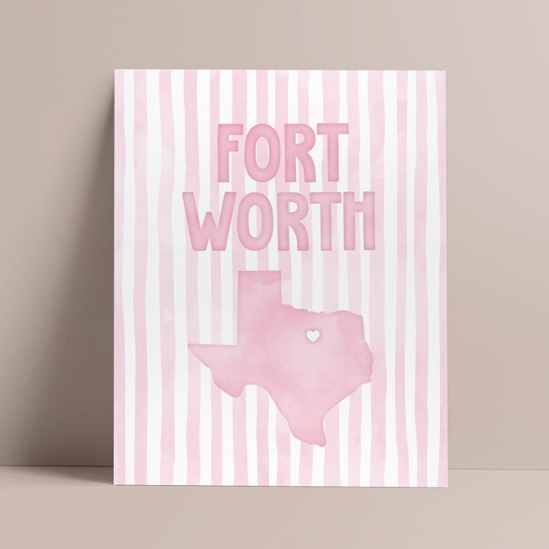 Fort Worth, Texas Pink Pastel Poster