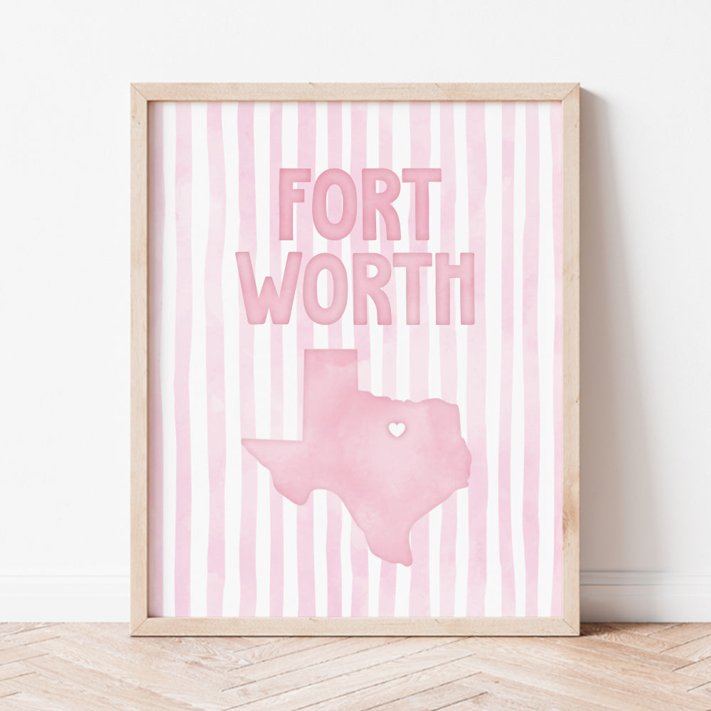 Fort Worth, Texas Pink Pastel Poster