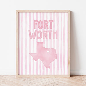 Fort Worth, Texas Pink Pastel Poster