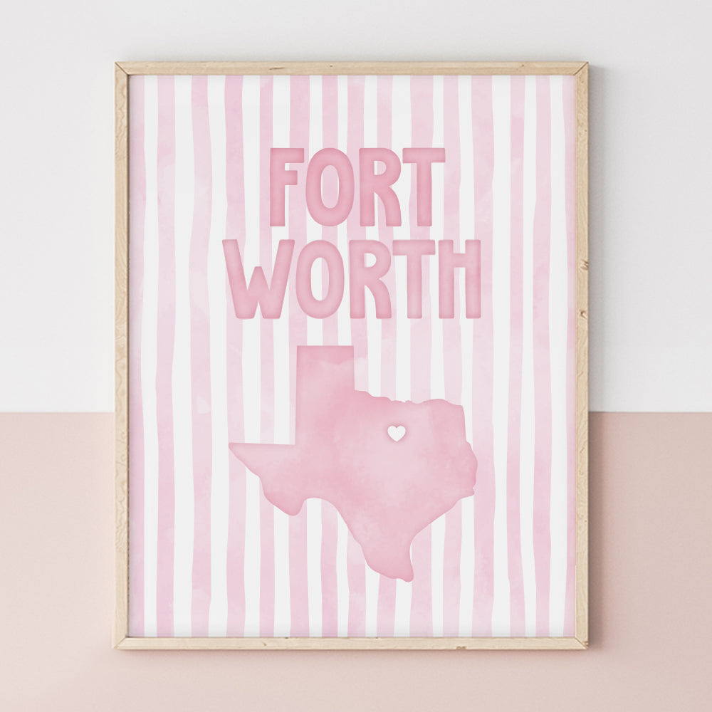 Fort Worth, Texas Pink Pastel Poster