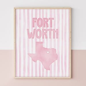 Fort Worth, Texas Pink Pastel Poster