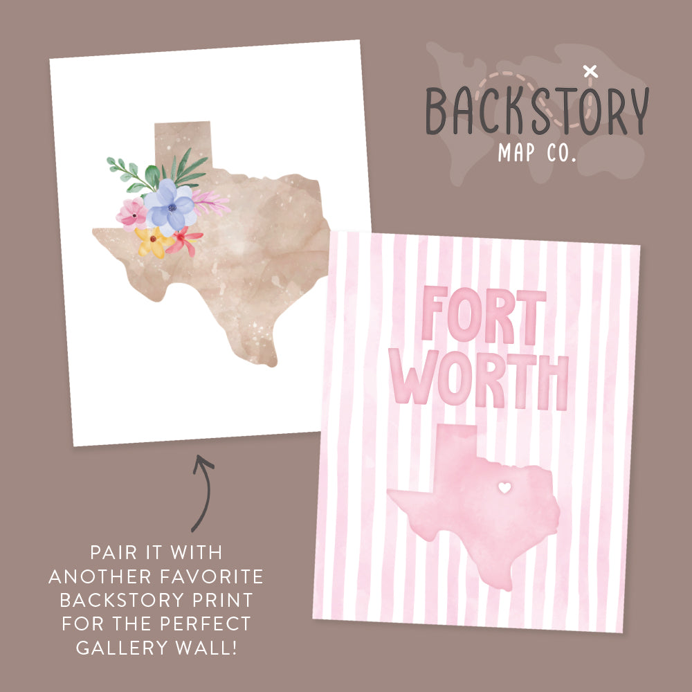 Fort Worth, Texas Pink Pastel Poster