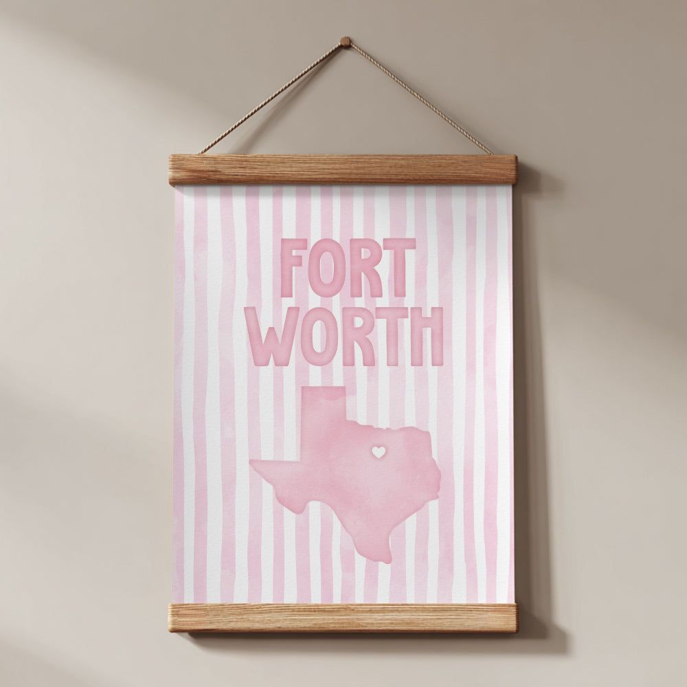 Fort Worth, Texas Pink Pastel Poster