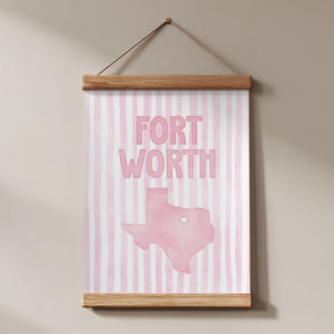 Fort Worth, Texas Pink Pastel Poster