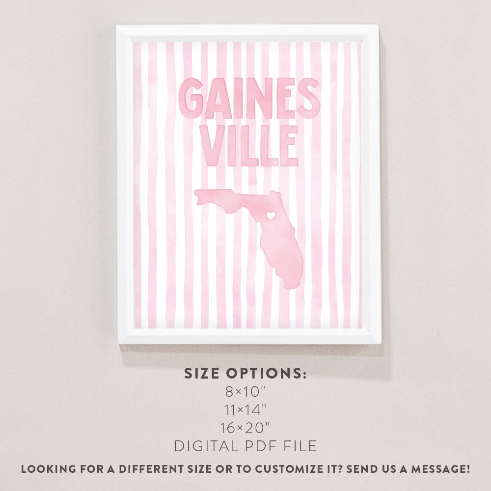 Gainesville, Florida Pink Pastel Poster