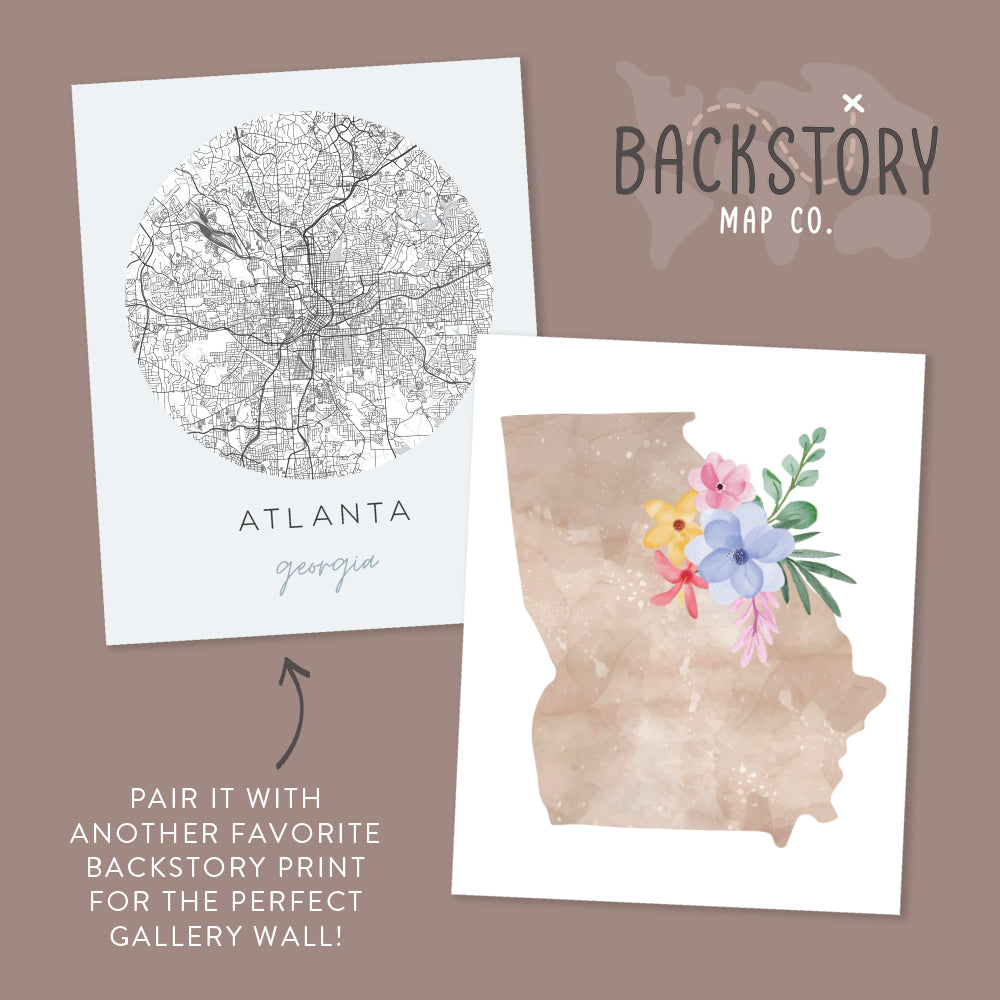 georgia map art prints