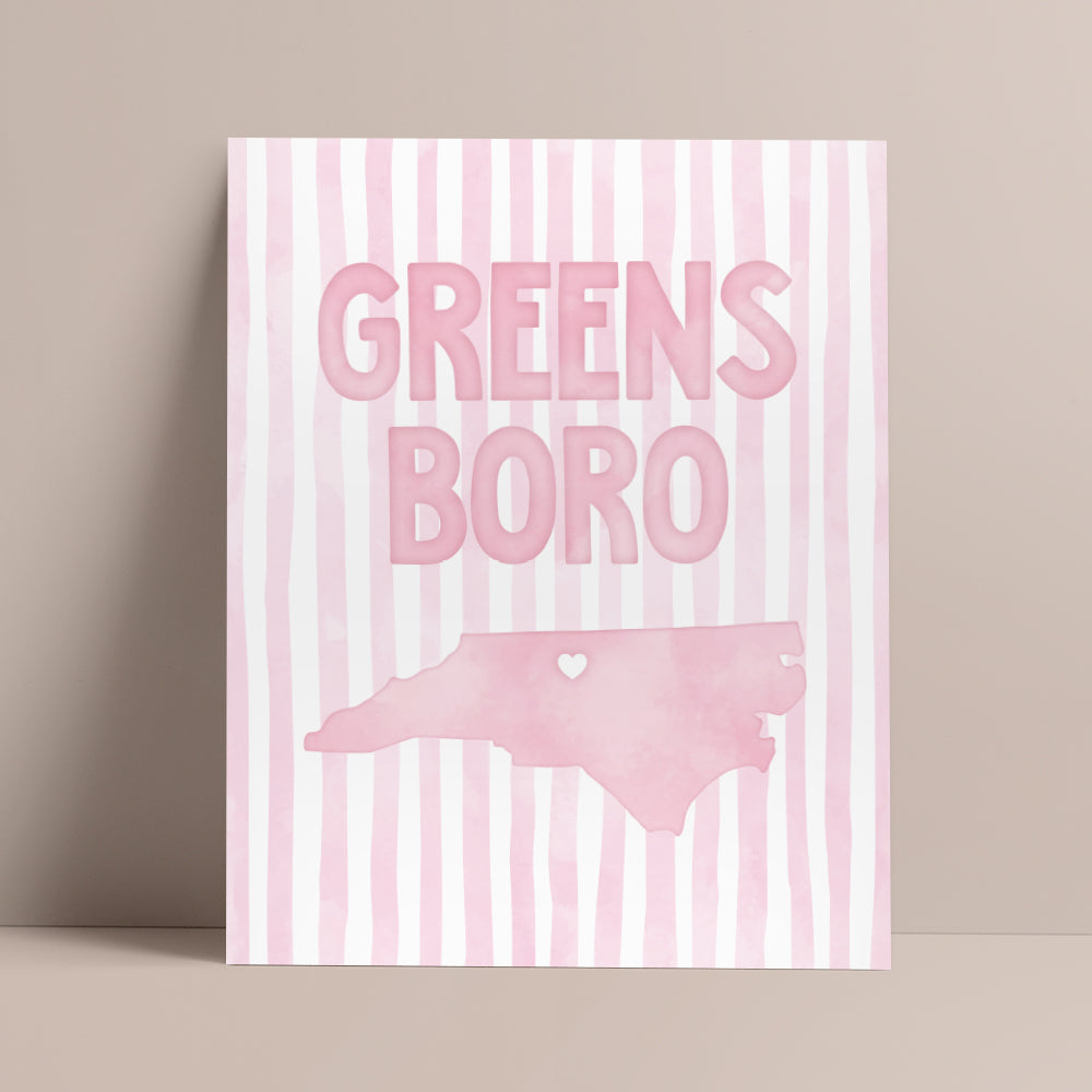 Greensboro North Carolina Poster · Greensboro North Carolina Pink Pastel Wall Art