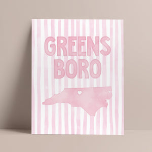 Greensboro North Carolina Poster · Greensboro North Carolina Pink Pastel Wall Art
