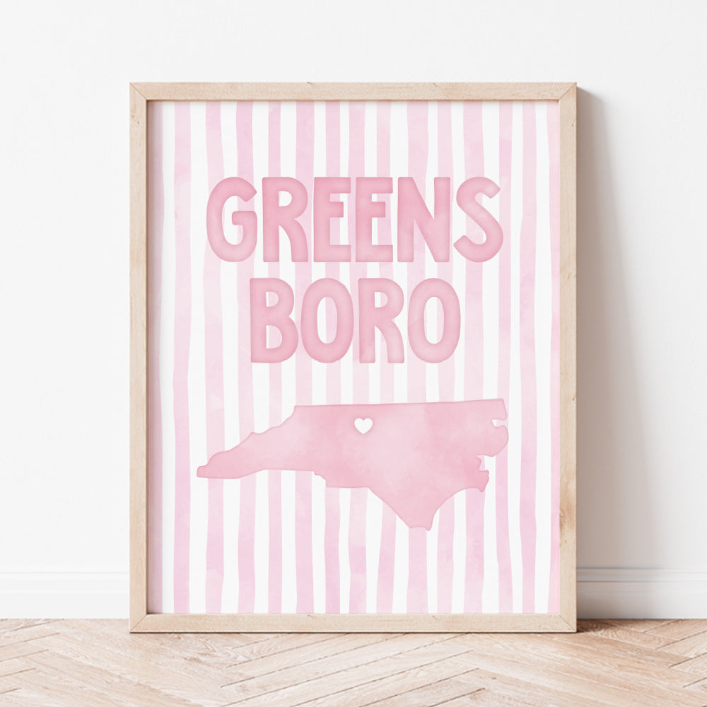 Greensboro North Carolina Poster · Greensboro North Carolina Pink Pastel Wall Art