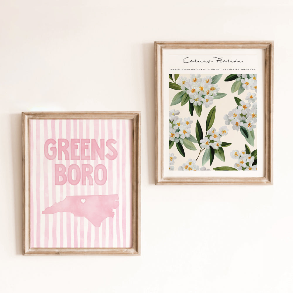 Greensboro North Carolina Poster · Greensboro North Carolina Pink Pastel Wall Art