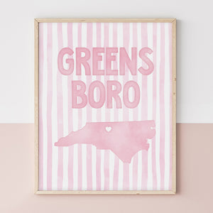 Greensboro North Carolina Poster · Greensboro North Carolina Pink Pastel Wall Art