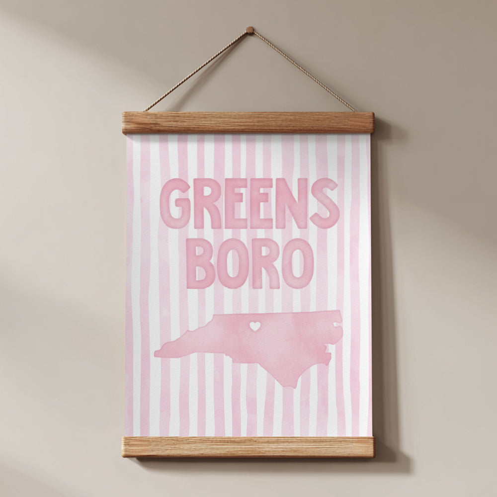 Greensboro North Carolina Poster · Greensboro North Carolina Pink Pastel Wall Art