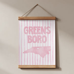 Greensboro North Carolina Poster · Greensboro North Carolina Pink Pastel Wall Art