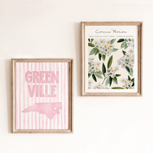 Greenville North Carolina Poster · Greenville North Carolina Pink Pastel Wall Art