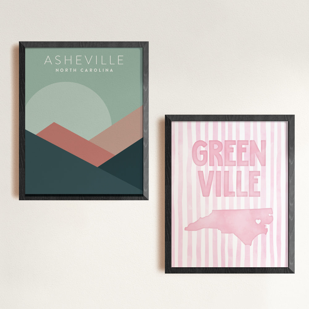 Greenville North Carolina Poster · Greenville North Carolina Pink Pastel Wall Art