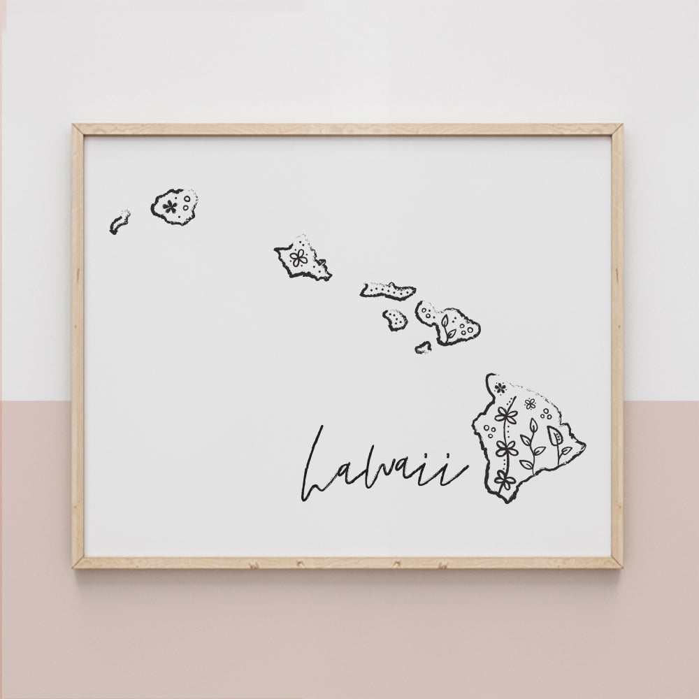 hawaii map poster