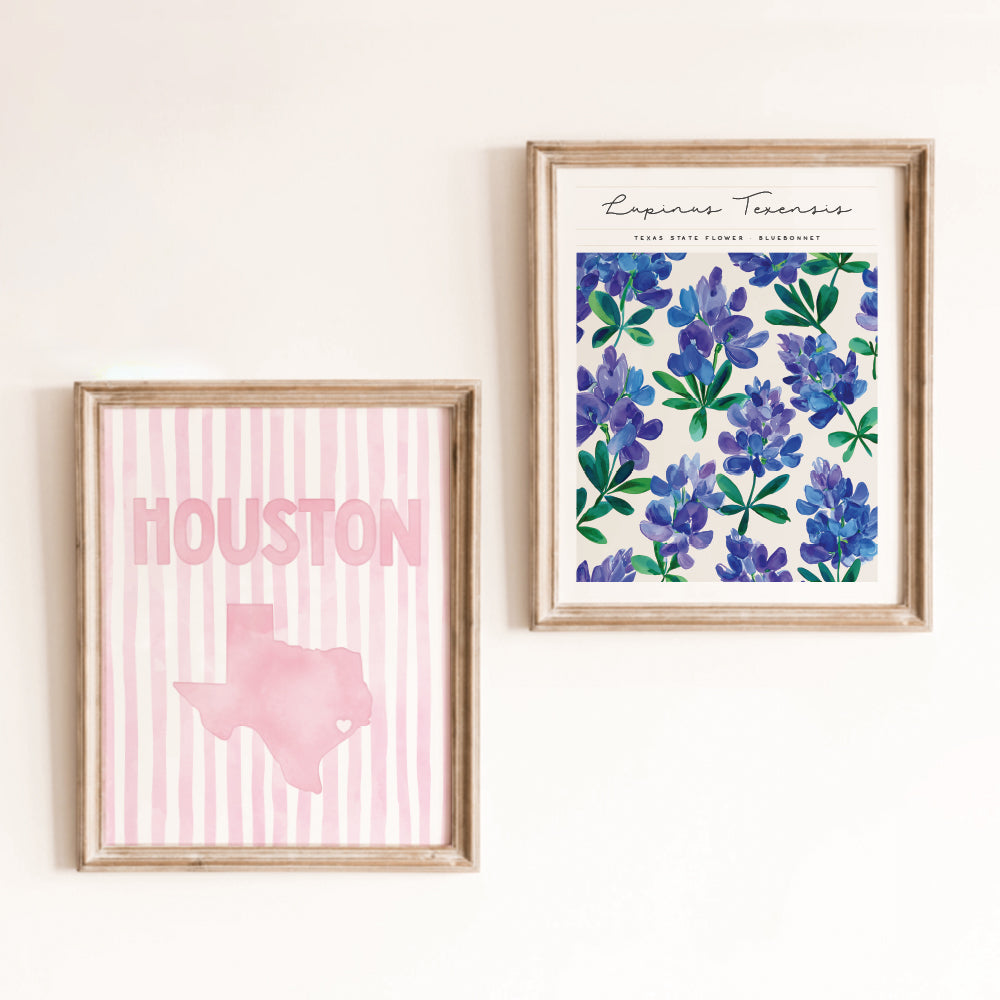 Houston Texas Poster · Houston Texas Pink Pastel Wall Art