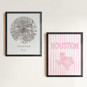 Houston Texas Poster · Houston Texas Pink Pastel Wall Art