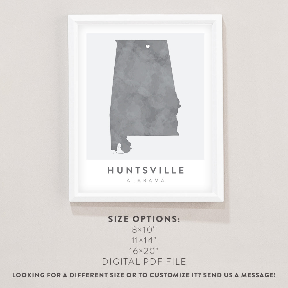 huntsville alabama map poster