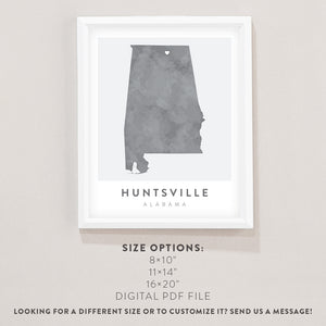 huntsville alabama map poster