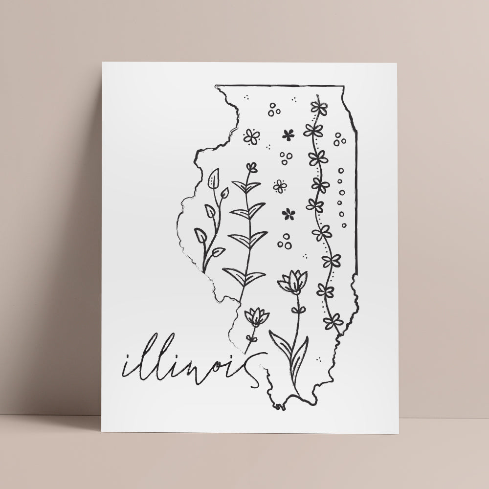 illinois map poster