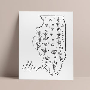illinois map poster