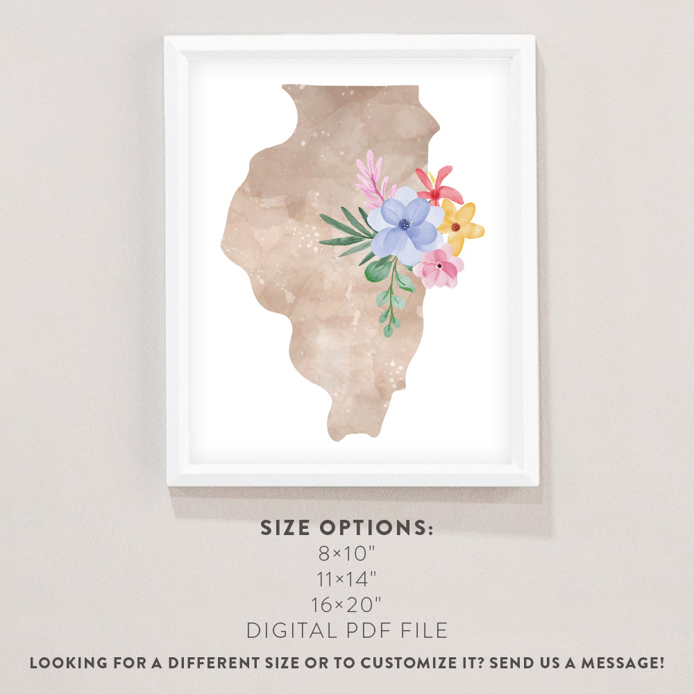 map of illinois wall art