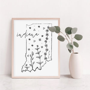 indiana map poster