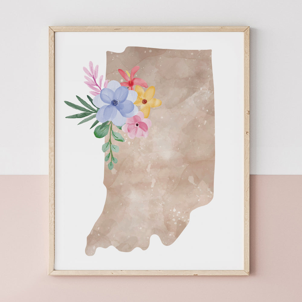 indiana map art print