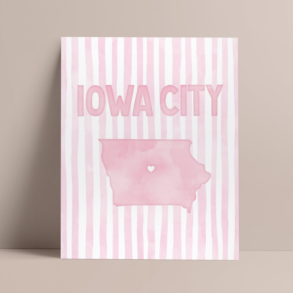 Iowa City Poster · Iowa City Pink Pastel Wall Art