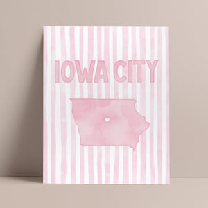 Iowa City Poster · Iowa City Pink Pastel Wall Art
