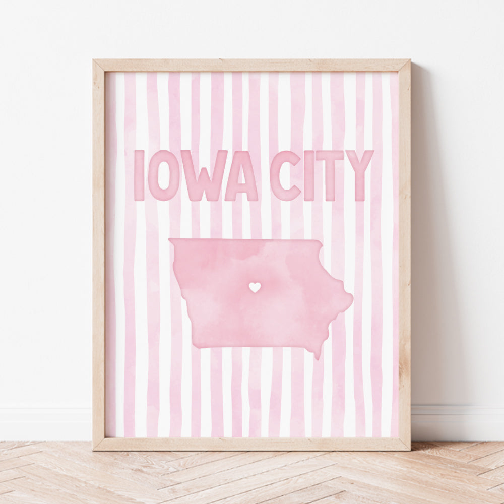 Iowa City Poster · Iowa City Pink Pastel Wall Art