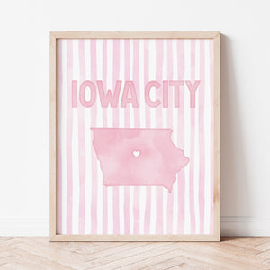 Iowa City Poster · Iowa City Pink Pastel Wall Art