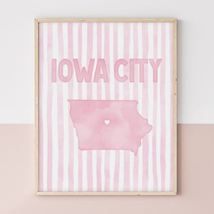 Iowa City Poster · Iowa City Pink Pastel Wall Art