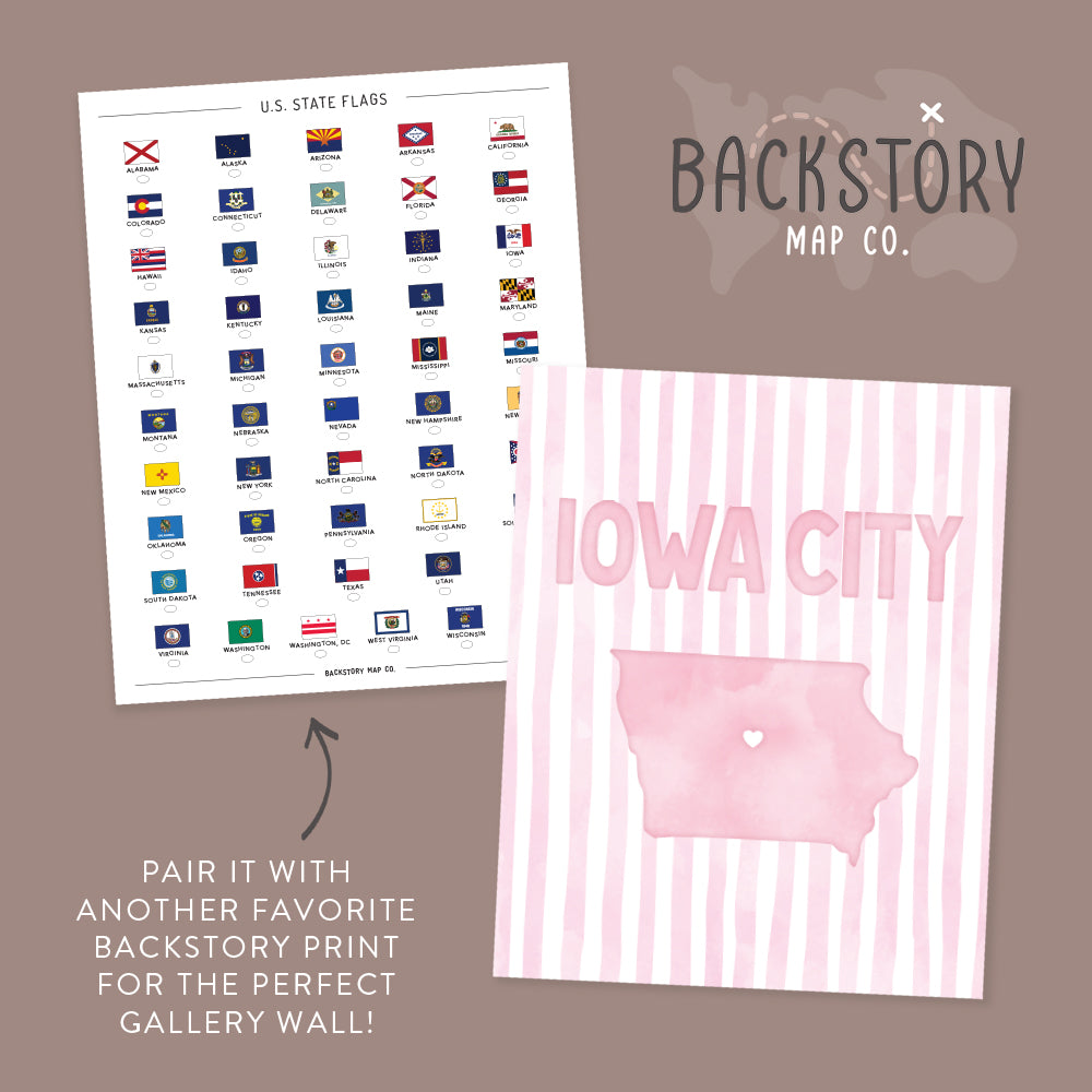 Iowa City Poster · Iowa City Pink Pastel Wall Art
