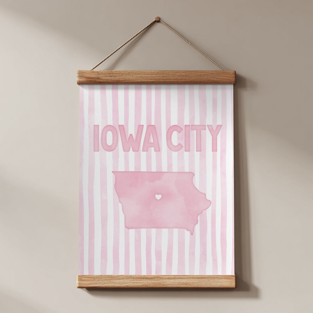 Iowa City Poster · Iowa City Pink Pastel Wall Art