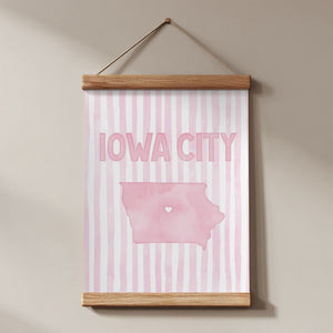 Iowa City Poster · Iowa City Pink Pastel Wall Art