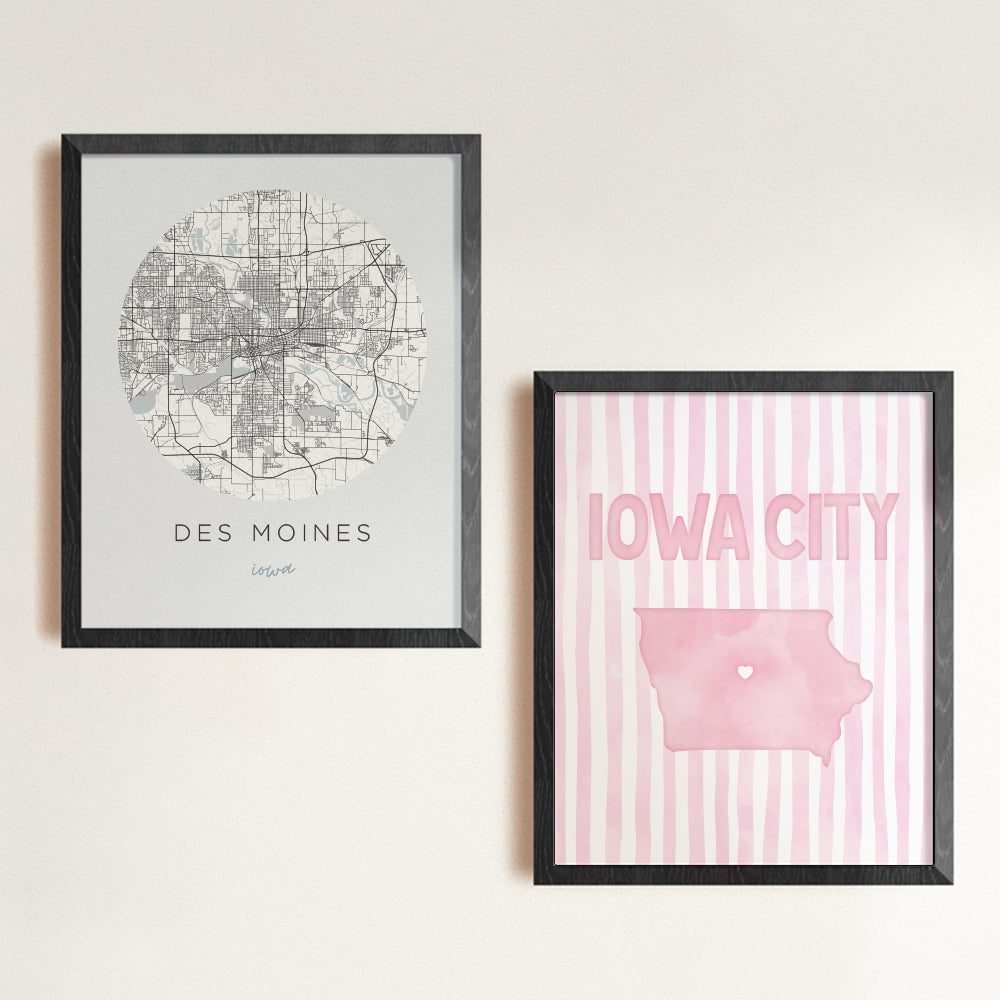 Iowa City Poster · Iowa City Pink Pastel Wall Art