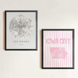 Iowa City Poster · Iowa City Pink Pastel Wall Art