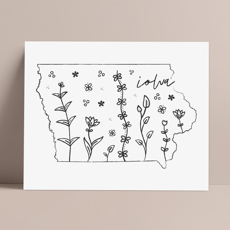 iowa map print