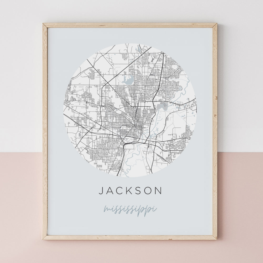 jackson mississippi map poster