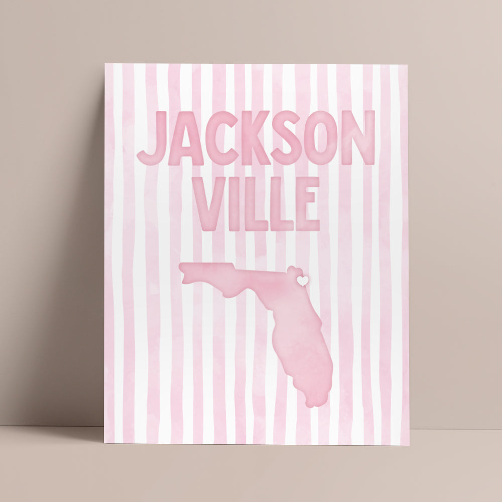 Jacksonville Florida Poster · Jacksonville Florida Pink Pastel Wall Art