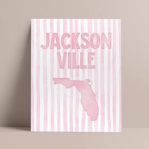 Jacksonville Florida Poster · Jacksonville Florida Pink Pastel Wall Art