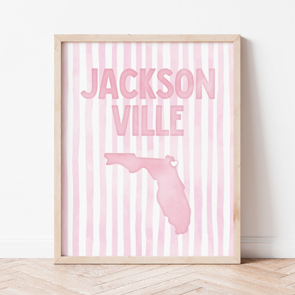 Jacksonville Florida Poster · Jacksonville Florida Pink Pastel Wall Art