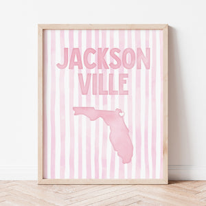 Jacksonville Florida Poster · Jacksonville Florida Pink Pastel Wall Art