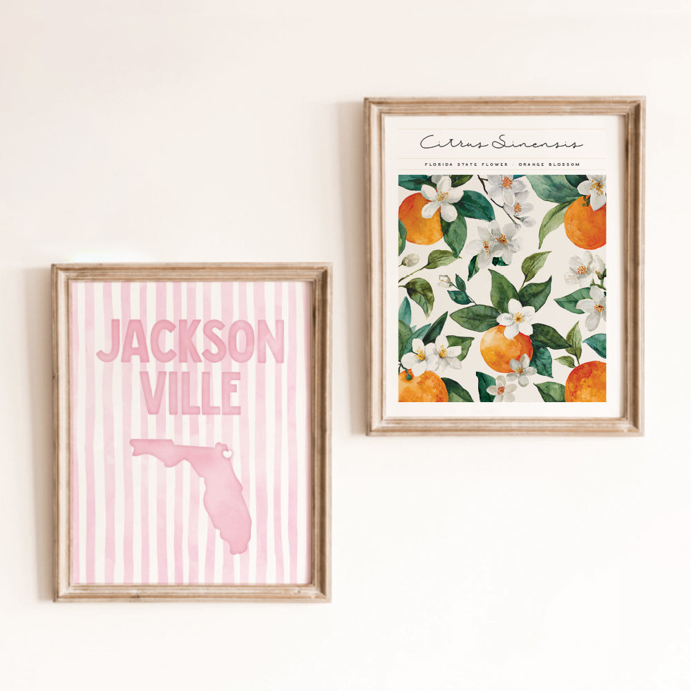 Jacksonville Florida Poster · Jacksonville Florida Pink Pastel Wall Art