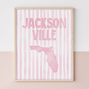 Jacksonville Florida Poster · Jacksonville Florida Pink Pastel Wall Art