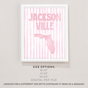 Jacksonville Florida Poster · Jacksonville Florida Pink Pastel Wall Art